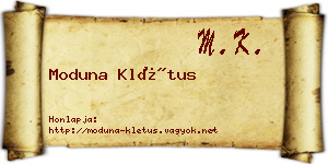Moduna Klétus névjegykártya